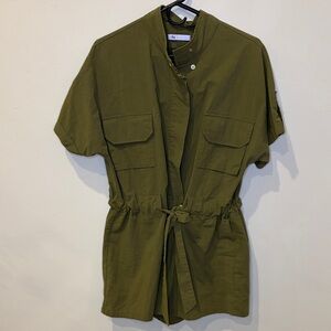 Olive Green Short Sleeve Romper